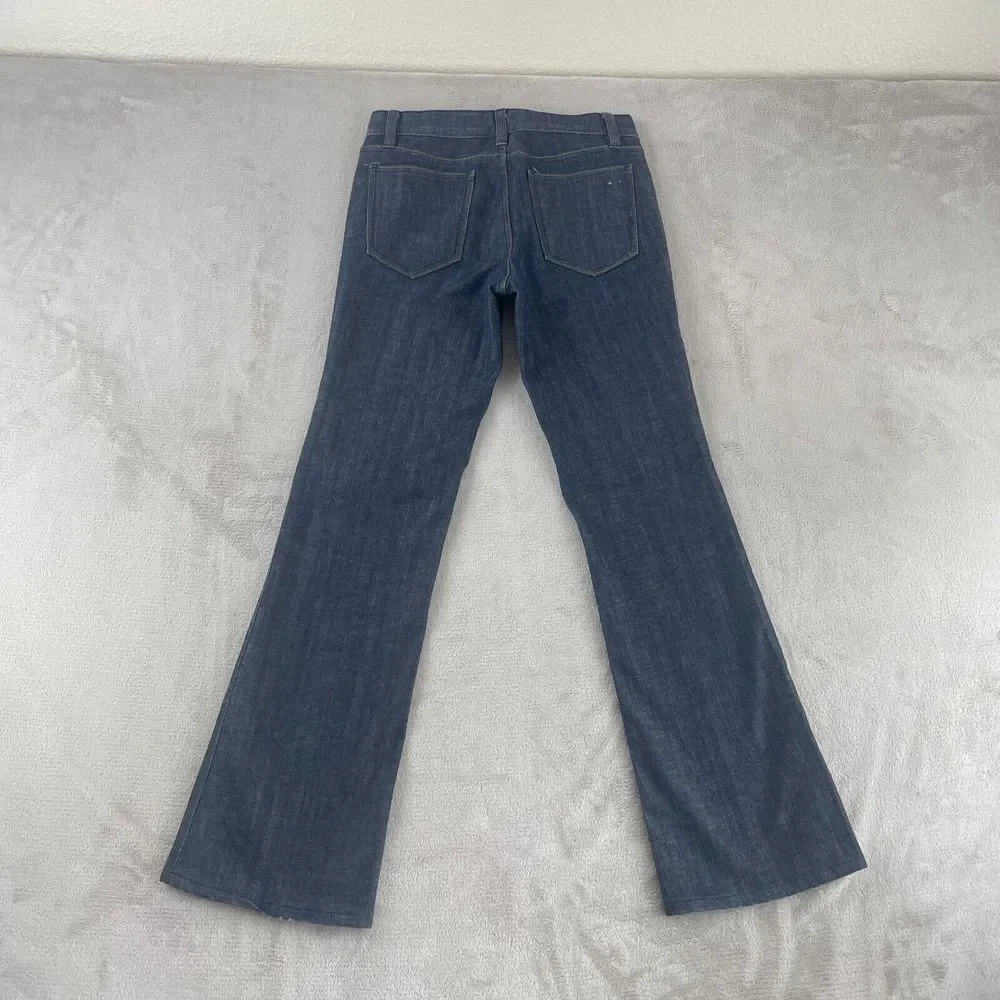 Tory‎ Burch Classic Tory Jeans in Dark Blue Women 27 BootCut Flare Gold Fishings